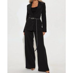 Money Maker Belted Blazer Pant Suit Set Jacket Black 14 16 1xl Fashionnova